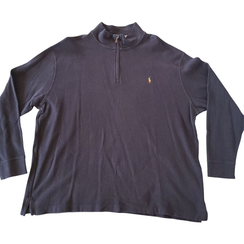 Polo Ralph Lauren Navy 1/4 Zip Pullover Sweatshirt Size 3XB Estate Rib
